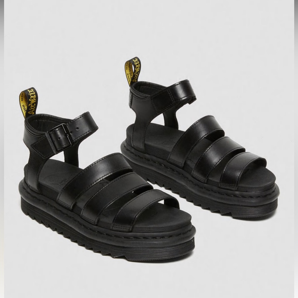 Dr. Martens BLAIRE Black Leather Platform Gladiator Sandals